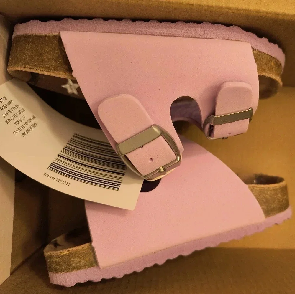 Lily Dan girls small sandals purple Star tan slip-on shoes summer spring buckle